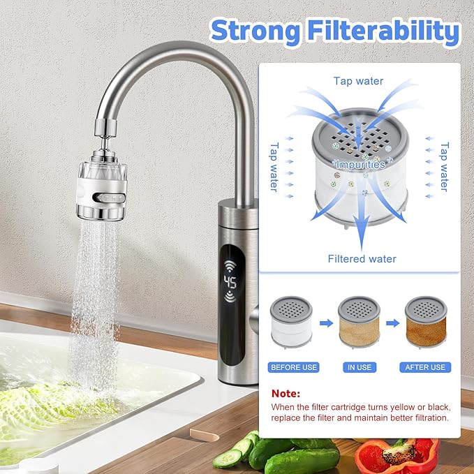 3 Pack Sink Water Filter Faucet, Universal 360 ° Rotating Faucet Filter for Kitchen Sink, 3 Modes Bathroom Faucet Filter Removes Chlorine Fluoride Heavy Metals Hard Water for Home Kitchen & Bathroom