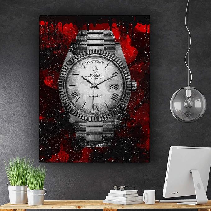 Luxury Watch Canvas Print Office Wall Decor Modern Art Pop Culture Decoration Inspiration Clock Timer Prints Framed Arts Walls Furniture (18" x 12")-FlexoryFit