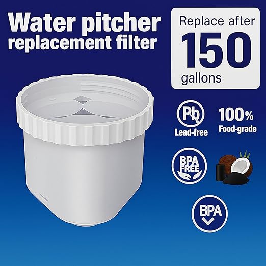 Nispira Water Pitcher Filter Replacement For Epic Pure, Seychelle, Aquagear Dispenser | Removes Chlorine, Lead, Odor and More | 150 Gallon 1 Pack