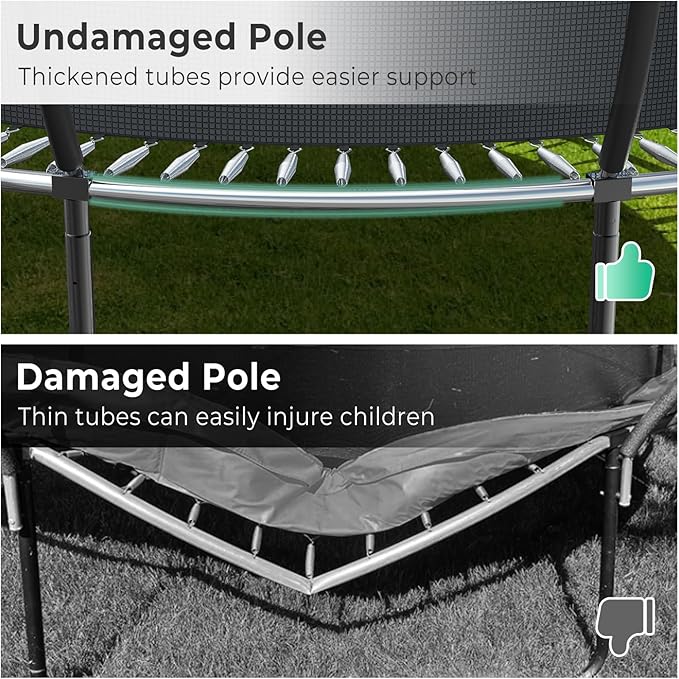 10 12 14 15 16FT Outdoor Trampolines for Kids and Adults, Pumpkin Trampoline with Curved Poles, Recreational Trampoline with Basketball Hoop and Safety Enclosure Net for Kids and Adults-FlexoryFit