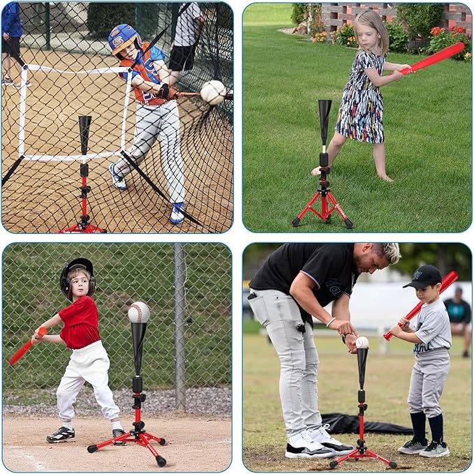 Baseball Tee for Kids,Youth Stand Set,Teeball Set,Youth Baseball,Softball Batting Tee Set,Easy Adjustable Height