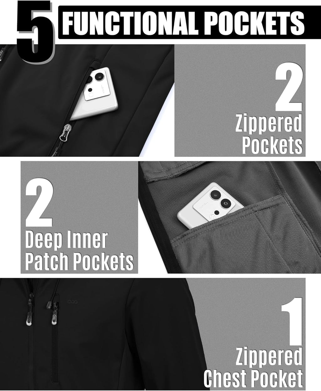 33,000ft Men's Softshell Jacket with Hood Waterproof Windbreaker Lightweight Rain Shell Jacket for Outdoor Hiking Travel