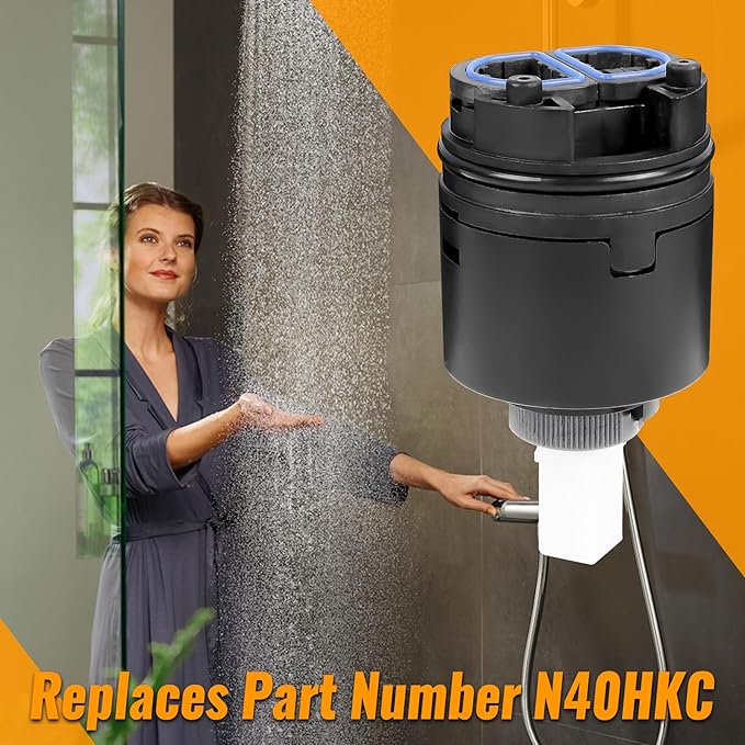 N40HKC Shower Cartridge Replacement,Fit for SR SUN RISE Shower Cartridge,Black 40mm Shower Faucet Cartridge,for Tub/Shower Faucet, Shower Mixer Valve, Ceramic Shower Single Lever