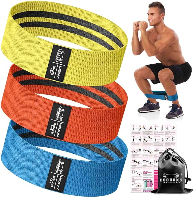 Fabric Resistance Bands for Working Out - Exercise Bands for Women and Men, Booty Bands for Legs and Glute, Yoga, Pilates, Rehab, Fitness and Home Workout-FlexoryFit
