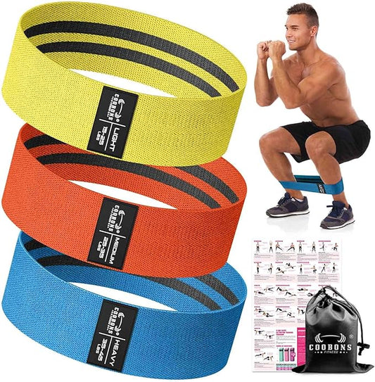 Fabric Resistance Bands for Working Out - Exercise Bands for Women and Men, Booty Bands for Legs and Glute, Yoga, Pilates, Rehab, Fitness and Home Workout-FlexoryFit