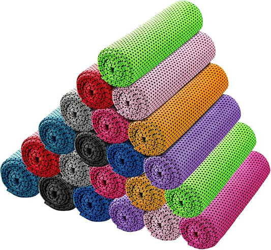 Ponpon 30pcs Cooling Towel Ice Towel Cooling Towels for Neck and Face Microfiber Cooling Towel for Gym, Travel, Yoga, Camping, Running, Outdoor Sport (10 Colors)-FlexoryFit