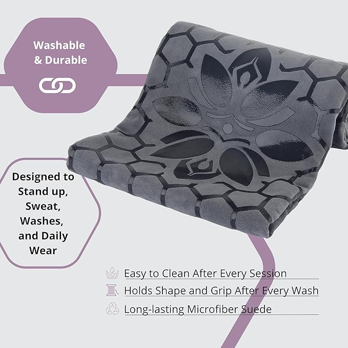 Clever Yoga Non-Slip Hot Yoga Towel – Non-Slip Grip for Hot Yoga, Sweat Absorbent, Honeycomb Silicone Grip, Stays Flat – Ideal for Pilates, Travel, Washable & Lightweight - Gray-FlexoryFit