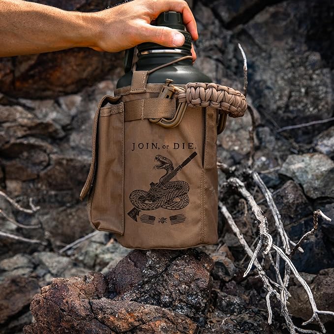 Iron InfideI Battle Bottle Sleeve - 64 oz and 32 oz Water Bottle Sleeve Only for Half Gallon 1L Steel Water Bottle | Rugged Cover with Molle for Versatile Design with Storage for Phone, Wallet & Keys-FlexoryFit