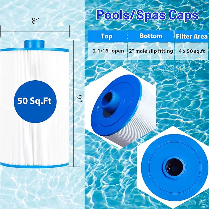 C-8450 Spa Filter Cartridge Replaces for Filbur FC-3310, PCS50N, 100593, 3301-2261, 80501 Maax Spas/Coleman Spas, 50 sq.ft Hot Tub Filter, 4 Pack