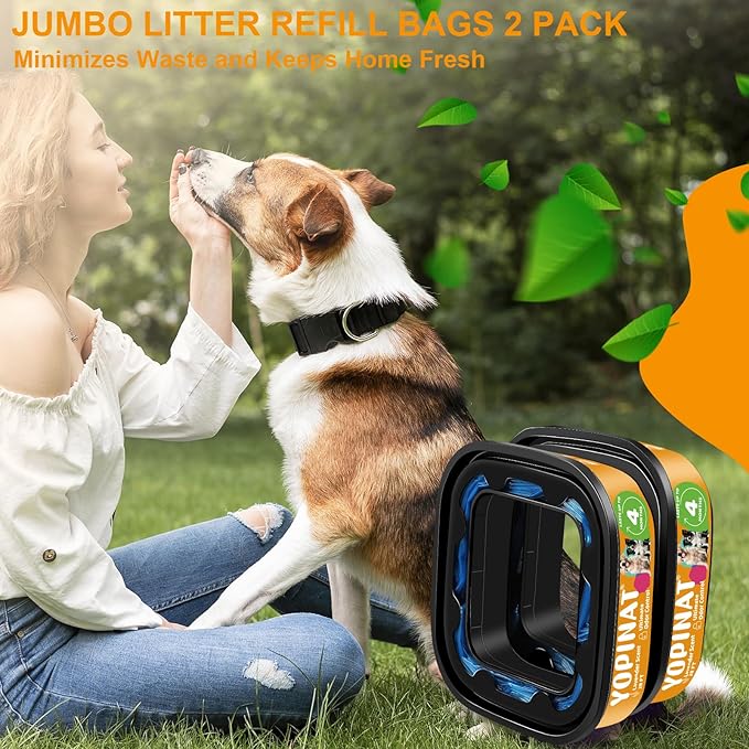 Jumbo Square Refill Bags 2 Pack – Lasts Up to 8 Months – Lavender Scented Dog Poop Bags for Dogs – EVOH Pet Waste Refills for Superior Odor Control – Fits Pet Genie Dog Waste Disposal System Pails