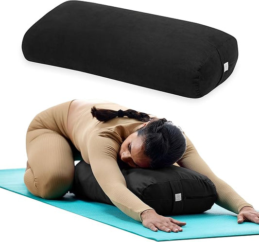 Gaiam Yoga Bolster - Long, Rectangular Meditation Pillow - Supportive Cushion for Restorative Yoga and Sitting on the Floor - Built-In Carrying Handle - Machine Washable Cover'-FlexoryFit