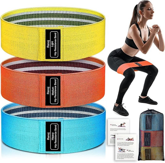 Renoj Resistance Bands, Yoga Starter Sets for Women and Men, 3 Set of Stretch Exercise Workout Bands for Booty Legs, Elastic Pilates Flexbands-FlexoryFit