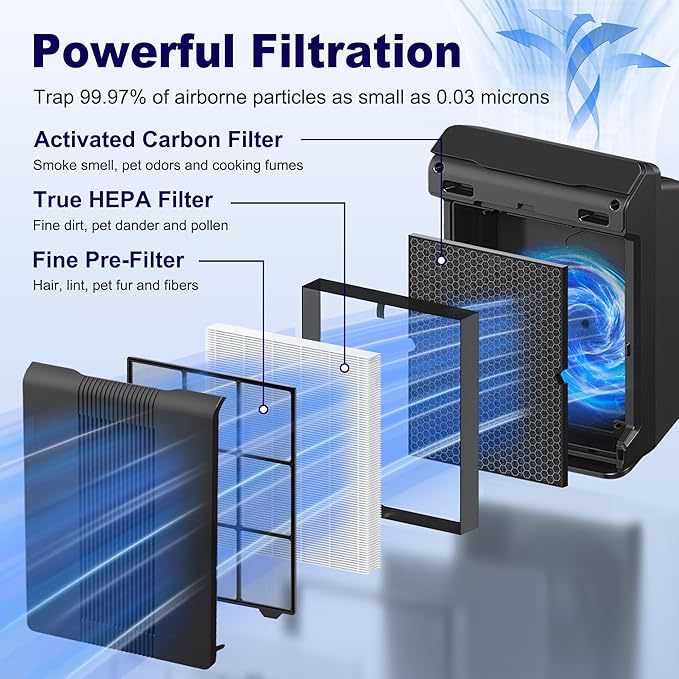 116130 Replacement Filter H for Winix 5500-2 AM80 Plasmawave Air Purifier, True HEPA Filter and Activated Carbon Filter Combo Pack, 4 Set