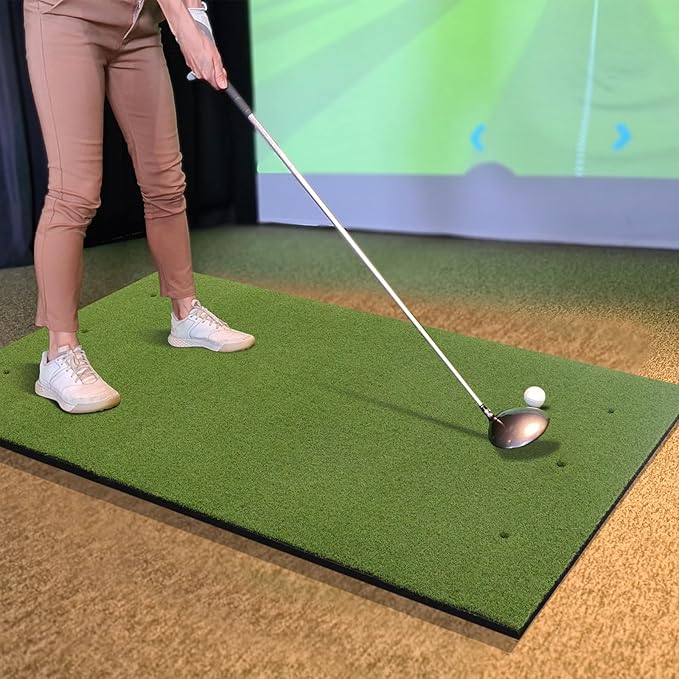 Tangkula Golf Hitting Mat, Artificial Turf Mat for Indoor/Outdoor Golf Practice Includes 2 Rubber Tees & 2 Alignment Sticks, Golf Training Mat for Home Backyard Garage