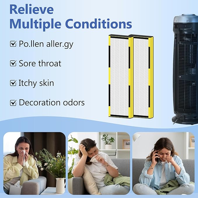 FLT4825 HEPA Filter B Replacement for Guar.dian Air Purifier AC4825 AC4300 AC4800 AC4900 AC4850, 2 HEPA Filter and 8 Pre-Filter by NISHCON