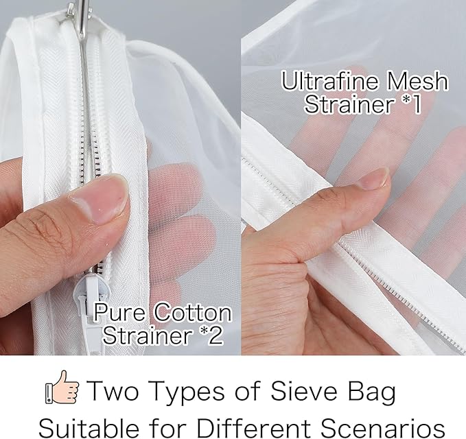 4pcs Ultra Fine Mesh Strainer Bags with Stainless Steel Handle, Nut Milk Bag Strainer, Reusable Cheese Cloth for Straining Juices, Honey, Butter with steel ring