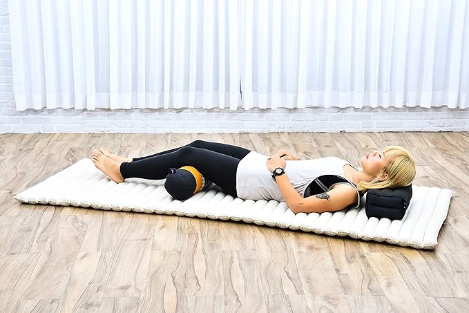 Leewadee Small Yoga Bolster – Shape-Retaining Cervical Neck Roll, Tube Pillow for Comfortable Reading, Kapok Filling, 22 x 6 x 6 inches-FlexoryFit