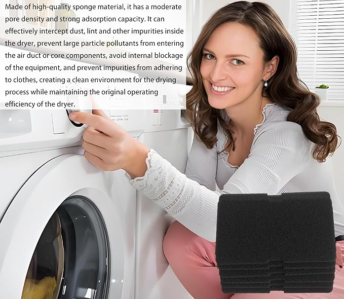 6 Pcs 2964840200 2964840100 Dryer Sponge Foam Filter Compatible with Arcelik Backhoe DSX83410W DS7512PA DE8635RX Replacement Blomberg Grundig Tumble Dryer Evaporator Foam Filter Replacement Parts