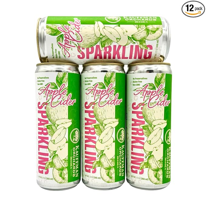 Kauffman Orchards Sparkling Apple Cider, 12 oz. Can (Pack of 12)-FlexoryFit
