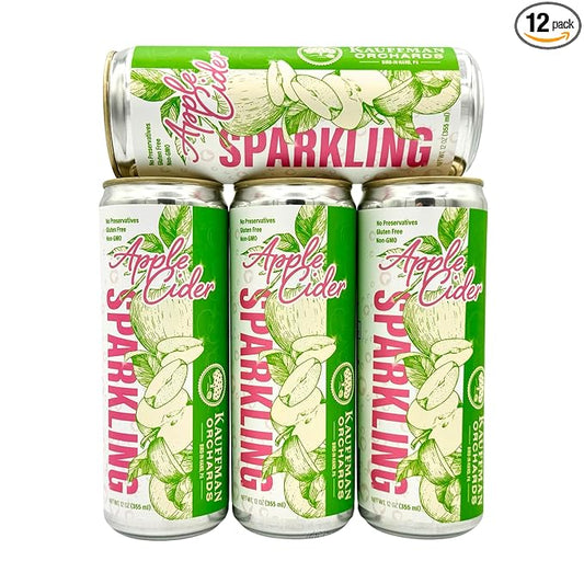 Kauffman Orchards Sparkling Apple Cider, 12 oz. Can (Pack of 12)-FlexoryFit