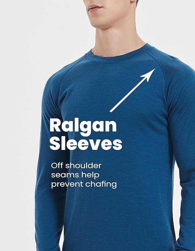 Iguana Mens 100% Merino Wool Base Layer Sets for Ski Lightweight Thermal Underwear-FlexoryFit