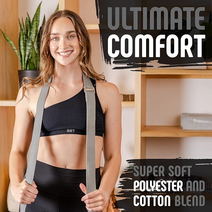 Gradient Fitness Yoga Strap, Friction-Less Easy-Feed Buckle, Super Soft Cotton/Polyester Blend Webbing, Free eGuide. (8 Feet)-FlexoryFit