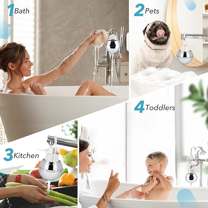 Water Filter for Bath Tub - 10-Stage Filtration Bath Filter for Tub Faucet | Bathtub Water Filter - Bath Filter Reduces Chlorine & Heavy Metals, Balances pH, Infuses Vitamin C - BPA free