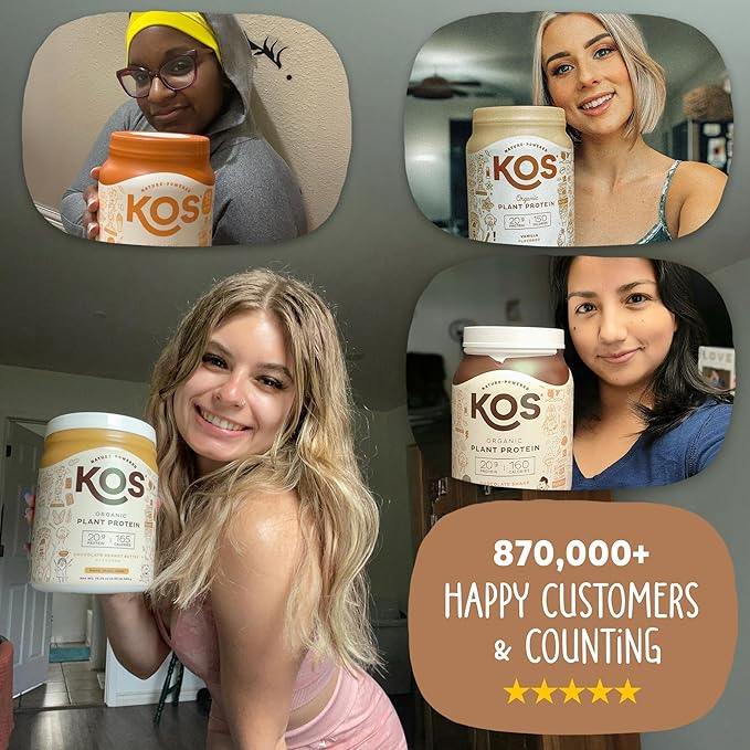 KOS Organic Plant Based Protein Powder, Chocolate Peanut Butter - Delicious Vegan Protein Powder Meal Replacement - Keto Friendly, Gluten Free, Dairy Free & Soy Free - 2.4 lbs, 28 Servings-FlexoryFit