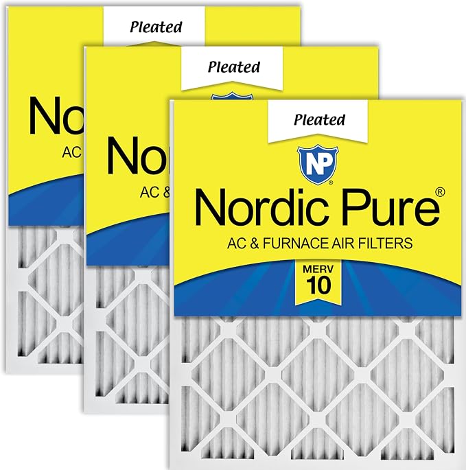 Nordic Pure 24x24x1 Pleated MERV 10 Air Filters 3 Pack by NordicPure