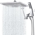 G-Promise All Metal 14 Inches Rainfall Shower Head with Handheld Spray Combo, 3 Settings Diverter, Adjustable Extension Arm with Lock Joints, 71 Inches Stainless Steel Hose (Chrome)