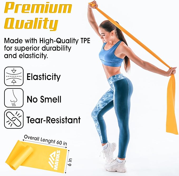 Exercise Resistance Bands for Working Out Set of 5 for Women and Men, Stretch Bands for Exercise, Physical Therapy, Arms Legs Workout, Stretching, Home Fitness-FlexoryFit