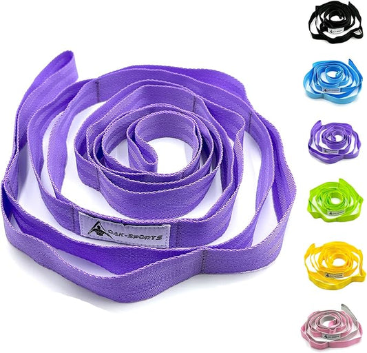Stretching Strap Yoga Strap with Loops, Stretch Straps for Physical Therapy, Non-Elastic Exercise Strap for Pilates, Dance and Gymnastics with Workout Guide-FlexoryFit