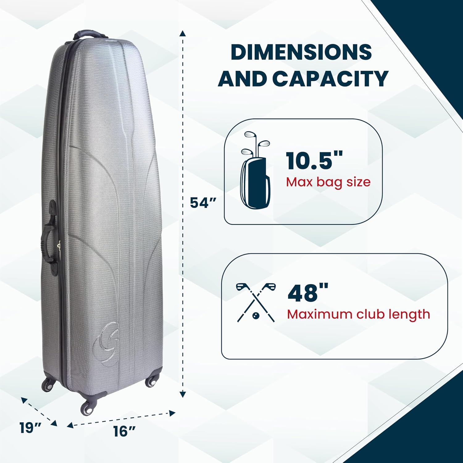 Samsonite Golf 6850 Hard Case Golf Travel Bag, Lightweight & Durable ABS Shell, Multi-Directional Wheels