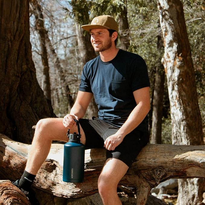 Insulated Water Bottle 64oz,Triple Wall Vacuum Stainless Steel(Dishwasher Safe),Leak Proof & Non-BPA,Flask Jug with Paracord Handle & Straw Spout Lids Sports-FlexoryFit
