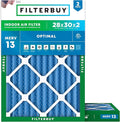 Filterbuy 28x30x2 Air Filter MERV 13 (MPR 1900) Health Defense Replacement (2-Pack), Electrostatic Pleated HVAC AC Furnace Filters, Made in USA (Actual Size: 27.75 x 29.75 x 1.75)