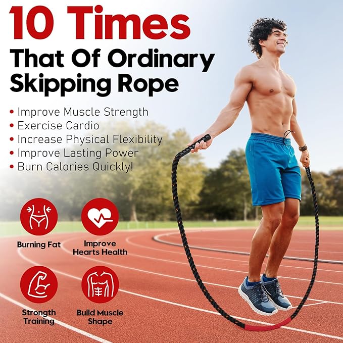 Weighted Jump Rope for Men and Women, 3lb 4lb 5lb Adult Heavy Skipping Rope, Jumprope for Fitness,Workout Equipment, Fitness Equipment for Home Gym Exercise,Improve Strength and Building Muscle-FlexoryFit