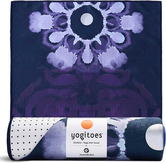 Manduka Yogitoes Yoga Towel – Rubber Grip Dots Non-Slip Bottom, Quick Dry Fitness Towel for Hot Yoga, Pilates, Exercise-FlexoryFit