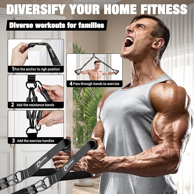 Pull Up Assistance Bands,Up to 300 lbs Assistance,Adjustable Heavy Duty 4 Resistance Bands for Pull up, with Feet/Knee Rest, Handle and Door Anchor for Home Gym Fitness Exercise Strength Training-FlexoryFit