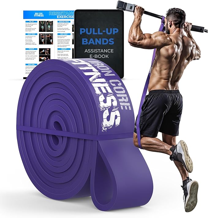 Pull Up Assistance Resistance Bands - Long Loop Power Bands for Men and Women - Strength Power Flexibility Training at Home & Gym - Ebooks & Workout Chart Included by Iron Core Fitness-FlexoryFit