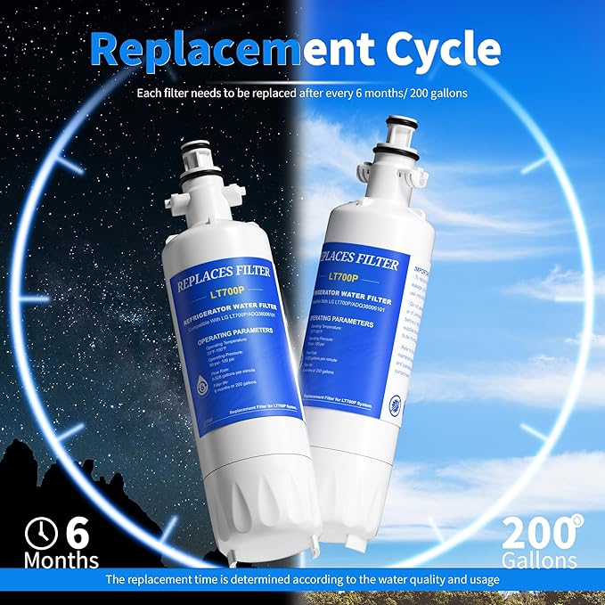 ADQ36006101 Water Filter Replacement Compatible with LG LT700P, LT700PC, ADQ36006102, ADQ36006101-s, Kenmore 9690, 469690, LFXS29766S,6 Pack, By CHOPLO
