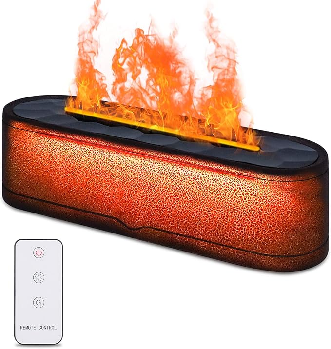 Colorful Volcano Diffuser Humidifier: 260ml Aromatherapy Essential Oil Diffusers Ultrasonic Volcano Humidifier with Remote Control Waterless Auto Off 7 Colors Night Light for Gym(Full Crack Flame)