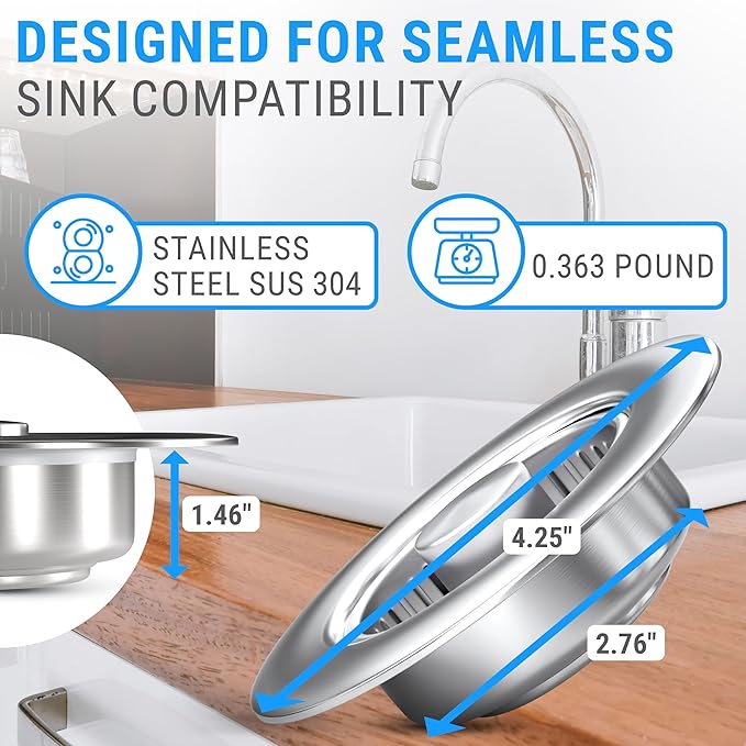 Premium 2 Pack - Kitchen Sink Drain Strainer Bathroom 3 in 1 Stainless Steel Sink Strainer Sink Stopper Dish Drainers Small Plug Filter Clearance Sink Cover Food Catcher Sink Protectors