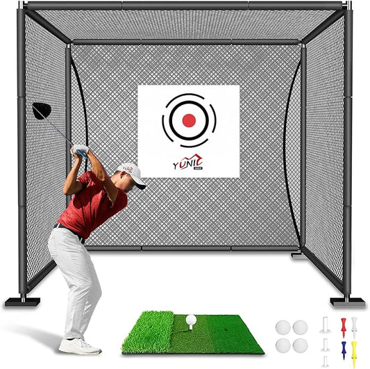 YUNIC Golf Driving Cage with Metal Frame - Choose Standard Hitting Target or Simulator Impact Screen
