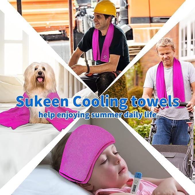 Sukeen Cooling Towel (40"x12"),Ice Towel,Soft Breathable Chilly Towel,Microfiber Towel for Yoga,Sport,Running,Gym,Workout,Camping,Fitness,Workout & More Activities-FlexoryFit