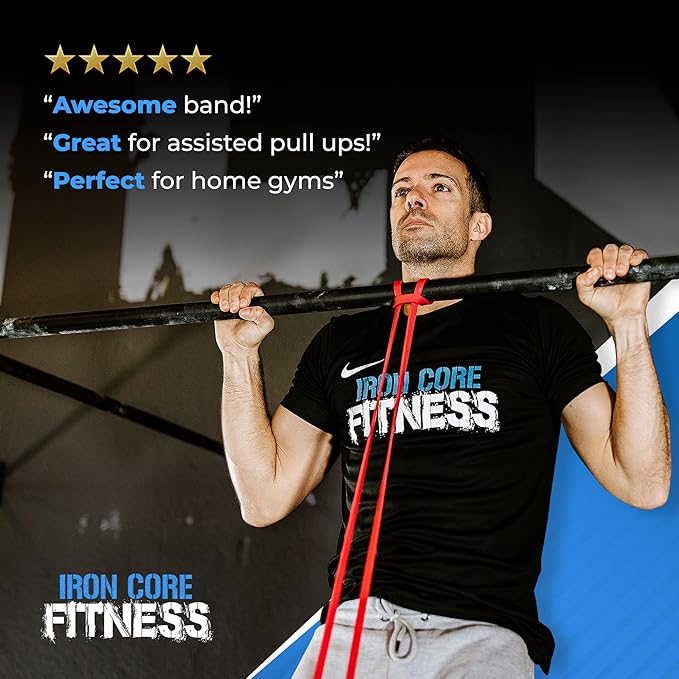 Pull Up Assistance Resistance Bands - Long Loop Power Bands for Men and Women - Strength Power Flexibility Training at Home & Gym - Ebooks & Workout Chart Included by Iron Core Fitness-FlexoryFit