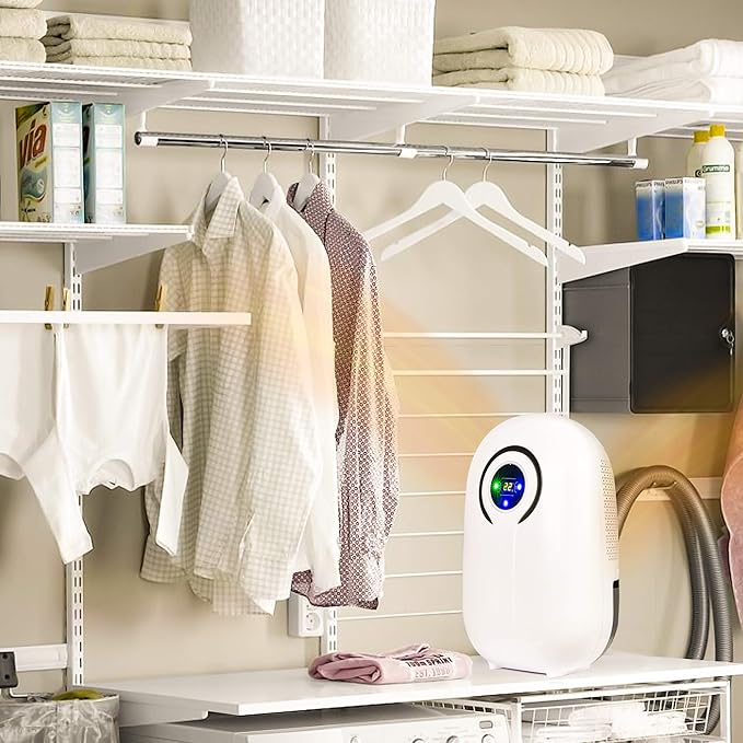 Dehumidifier with LCD Display 38oz(1100ml) Small Quiet Portable Dehumidifier with Auto Shut-off,Up to 430 Sq.ft for Home Basement Bedroom Garage
