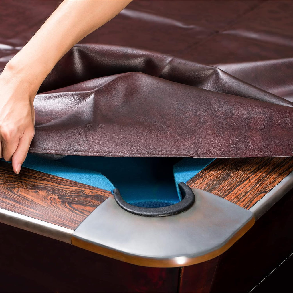 Heavy Duty Leatherette Billiard Pool Table Cover,Waterproof&Tearproof Cover for Pool Table,7/8/9 Foot Fitted(7FT/Brown)