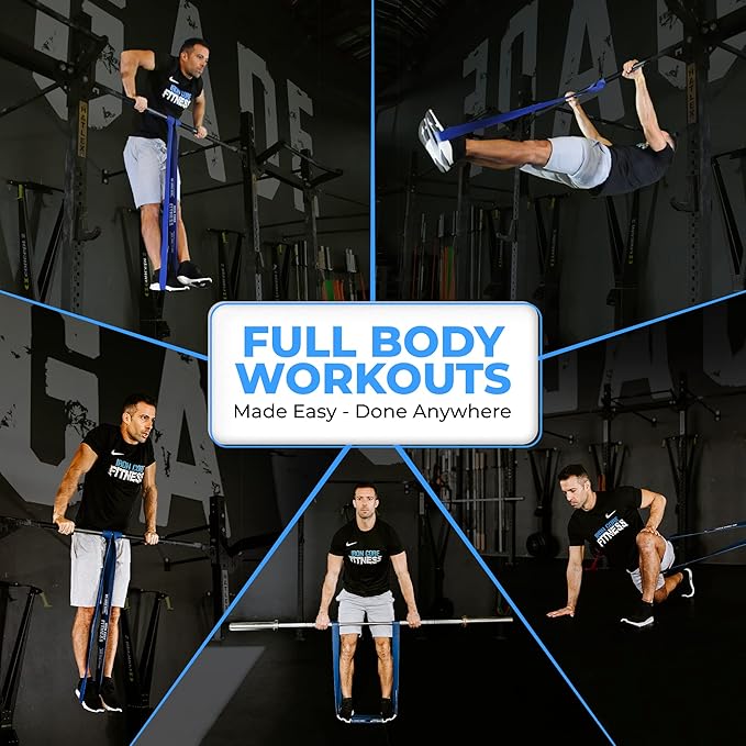 Pull Up Assistance Resistance Bands - Long Loop Power Bands for Men and Women - Strength Power Flexibility Training at Home & Gym - Ebooks & Workout Chart Included by Iron Core Fitness-FlexoryFit