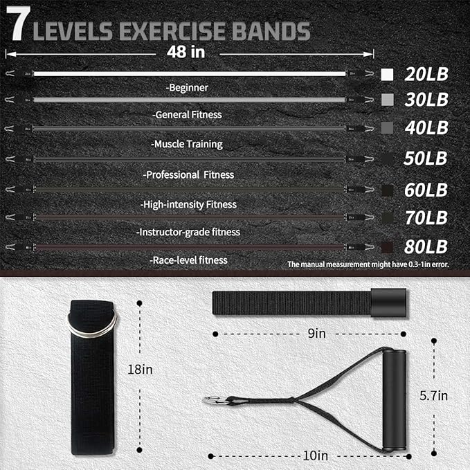VEICK Resistance Bands, Exercise Bands for Working Out with Handles, Elastic Workout Bands for Men Women, Exercising Bands for Strength Training Equipment at Home Gym-FlexoryFit