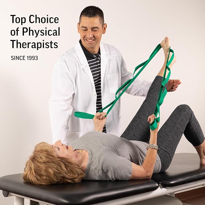 OPTP The Original Stretch Out Strap with Exercise Book, for Flexibility and Mobility Exercises. Stretch Out Straps for Physical Therapy, Yoga Stretching Strap and Knee Therapy Strap. Made in the USA-FlexoryFit